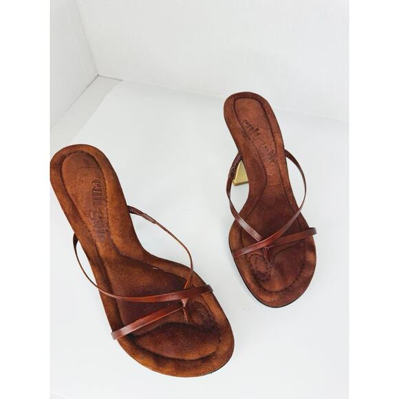 Cult Gaia in mahogany brown Soriah Slide Strappy leather Sandal (Women) 36.5 - Picture 3 of 11